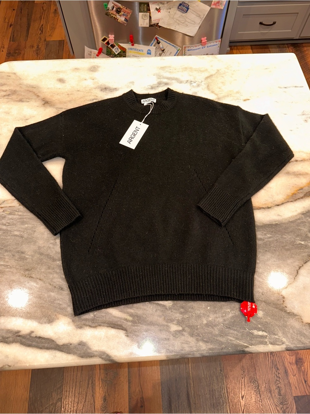NWT Argent Cashmere Wool Size Small Oversized Black Knit Sweater